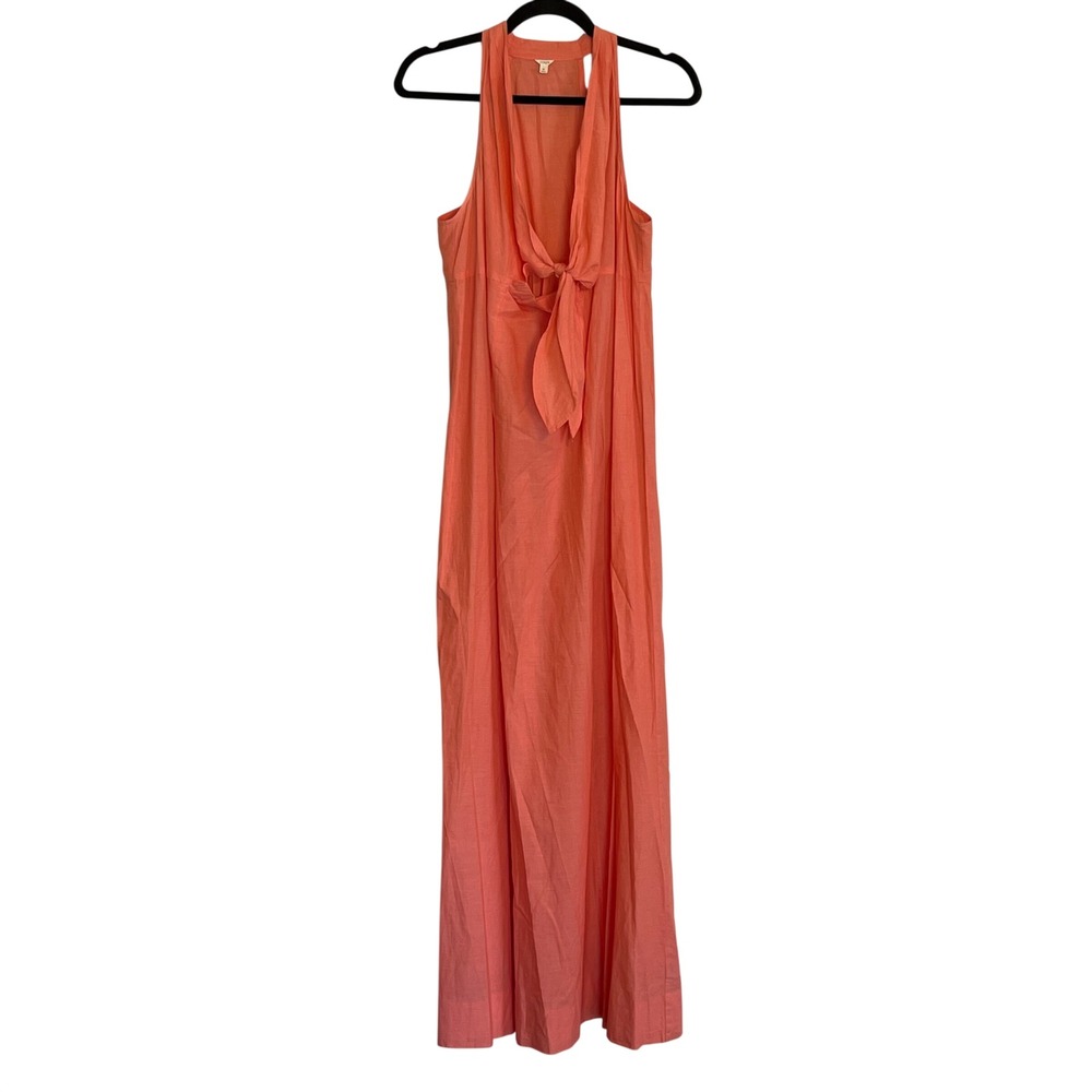 J.Crew Coral Pink Halter Tie‎ Front Maxi Dress Size S 24489 SP10 Summer Vacation